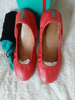 Tieks Poppy Red Leather Ballet Flats